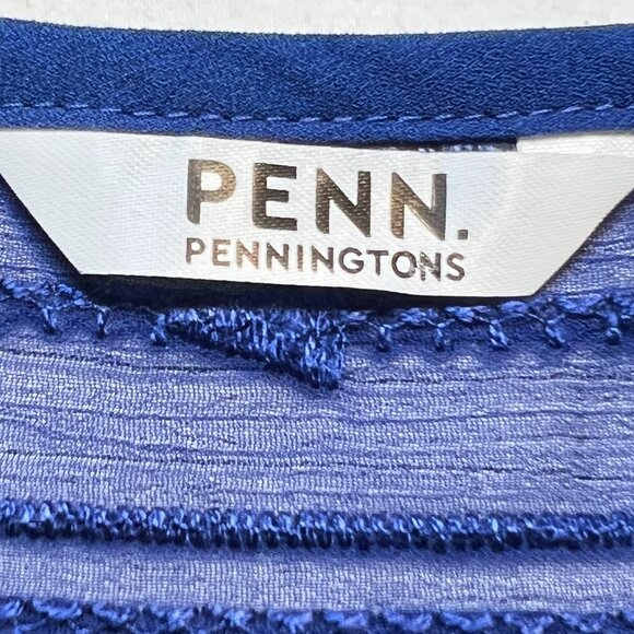 💙Vibrant Royal Blue -Radiant Chic Woven A-Line Crewneck Long sleeve Blouse 2X💙 - Picture 6 of 14